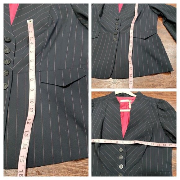 Classiques Entier Pinstripe Blazer And Wide Leg Pants Suit Set Women's 10 - Picture 14 of 16